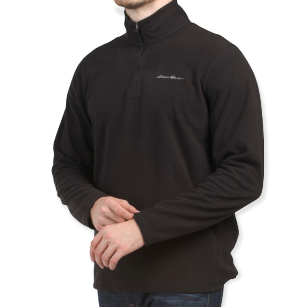 EDDIE BAUER Venture Sweatshirt Black Quarter Zip Fleece Pullover Jacket NWT